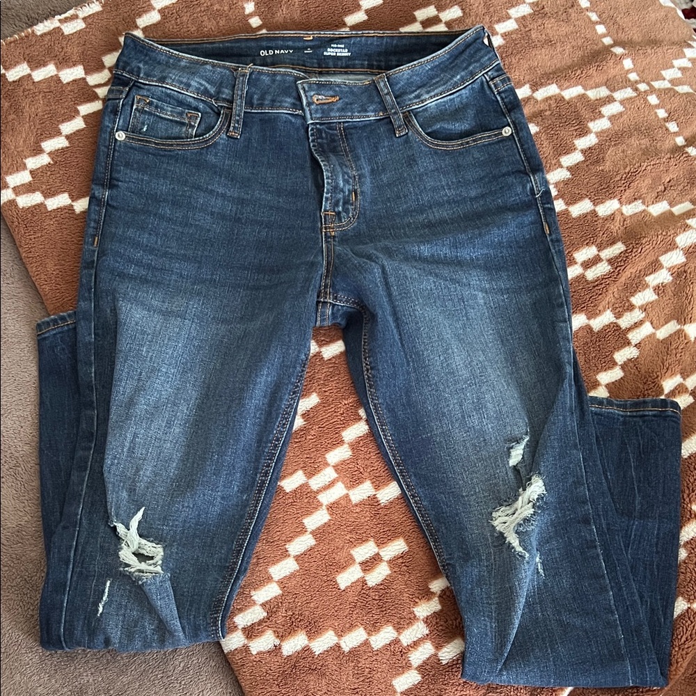 Old Navy Blue Ripped Skinny Jeans